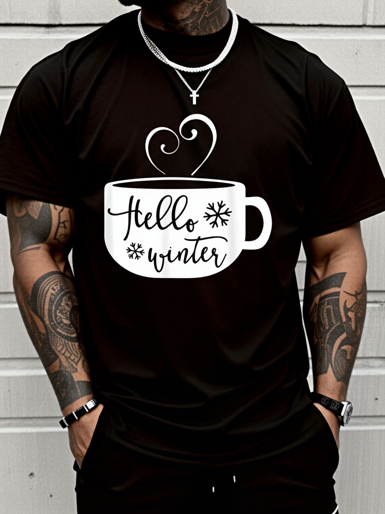 T And Tea Coffee - 100% Cotton Men Hello Winter Coffee