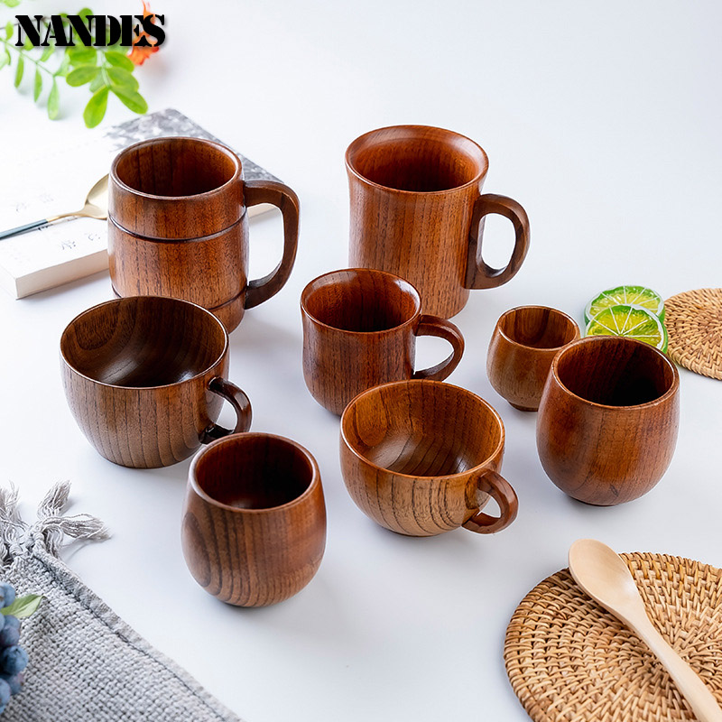 Coffee Tea Japan - Retro Natural Wooden Big Belly Cups