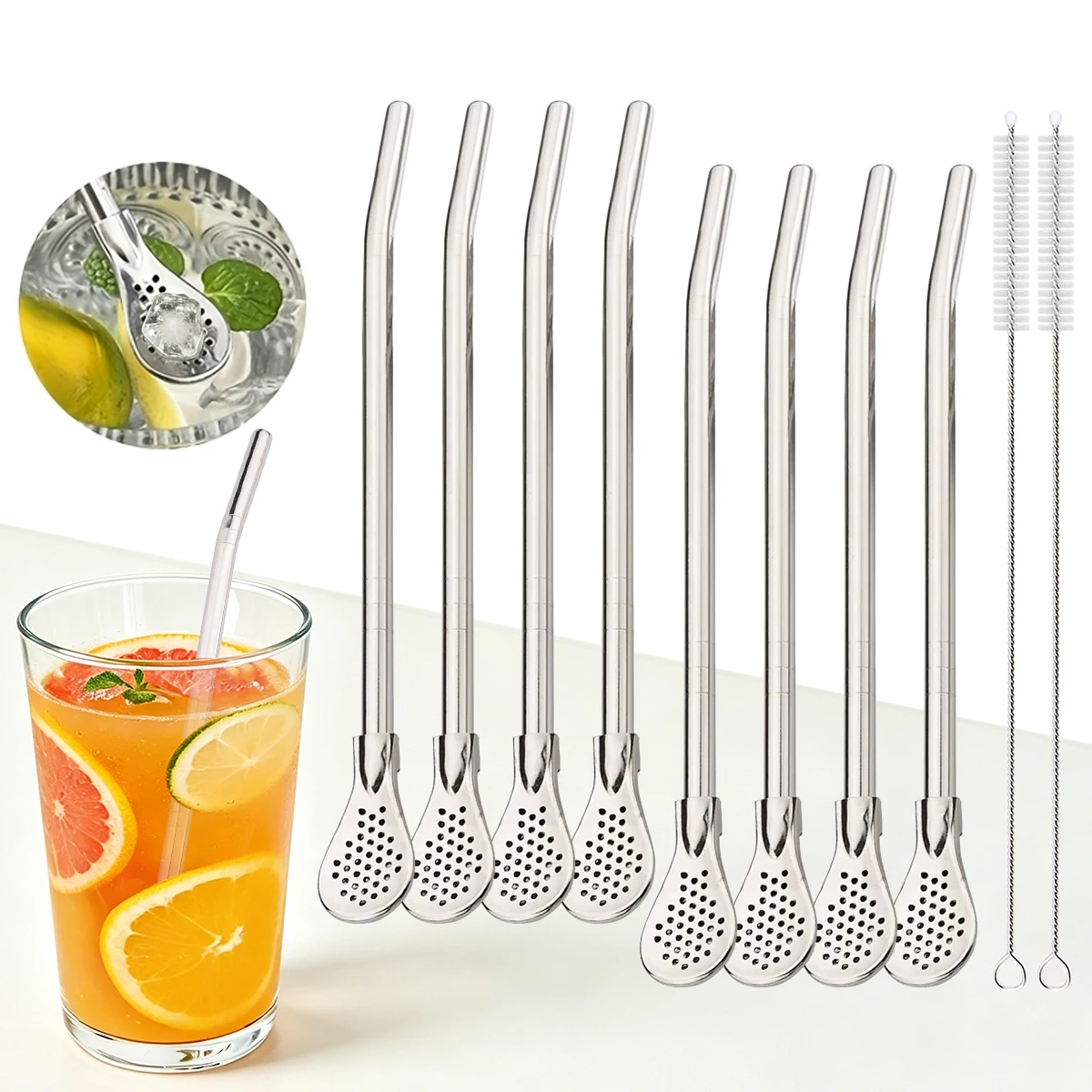 Coffee Tea Sugar Set - 8pcs Filter Tea Straw Spoon Set