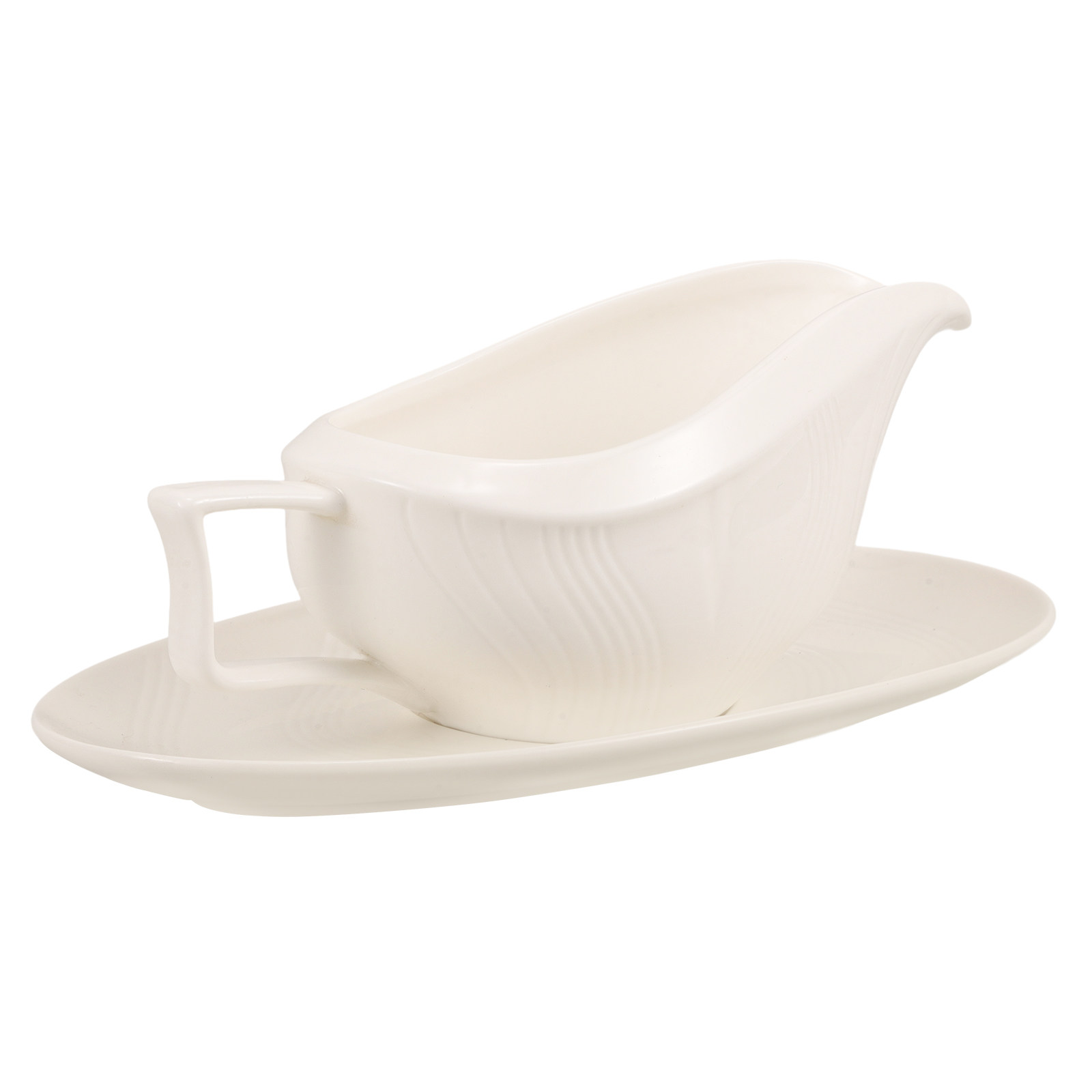 Coffee Tea Creamer - Ceramic Gravy Boat and Saucer Set