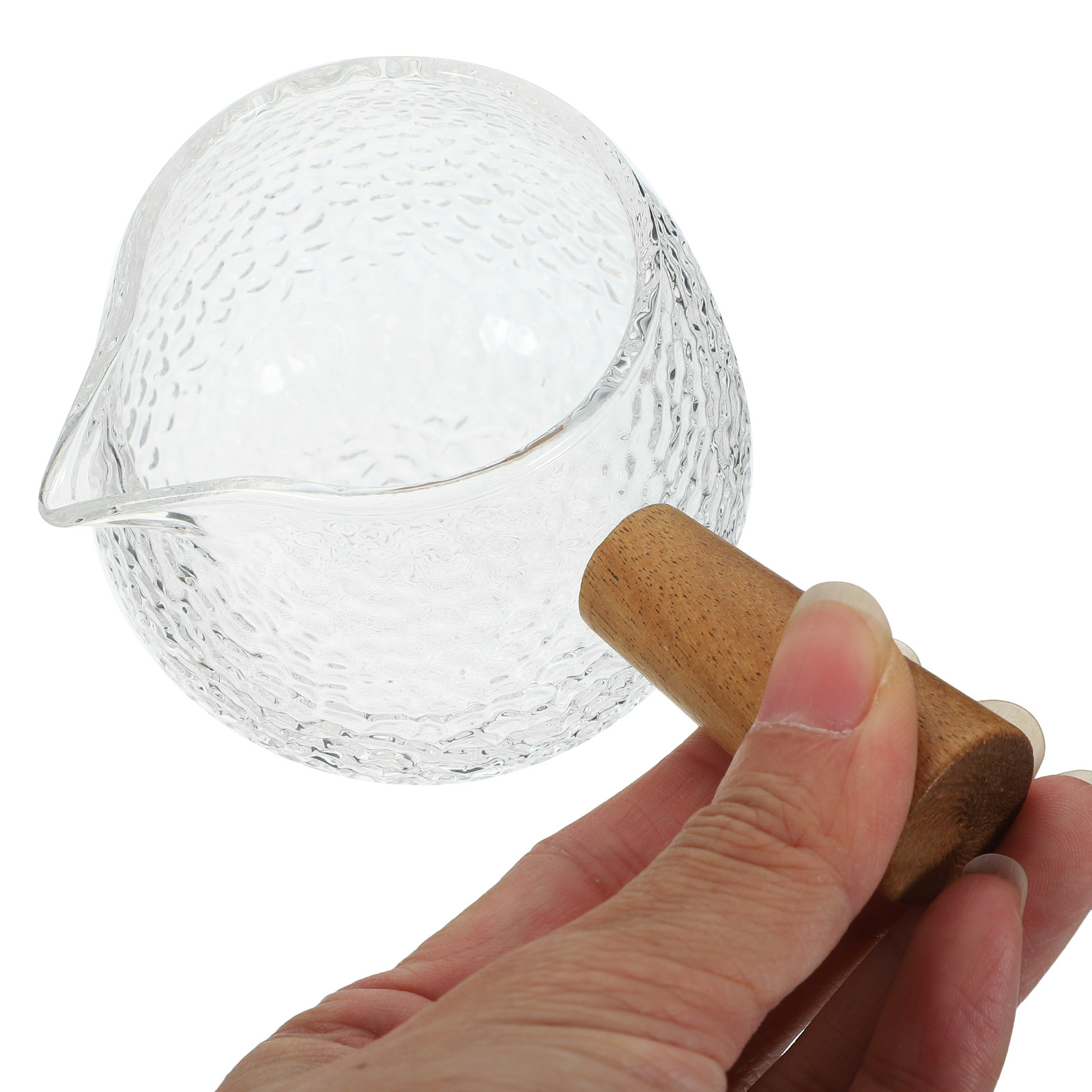 Coffee Tea Creamer - 1pc Wooden Handle Glass Milk Pitcher