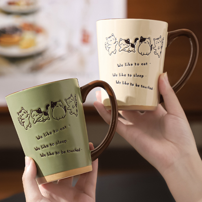 Cute Cat Hand-Painted Ceramic  - Coffee Tea Japan ulasan dan harga