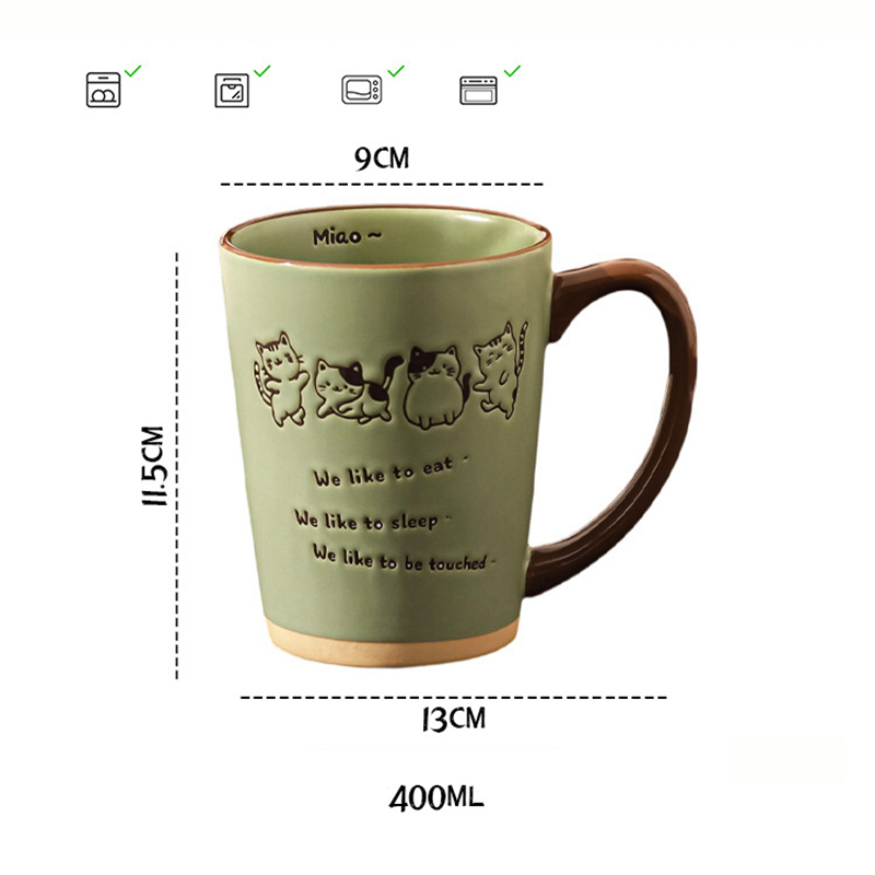 Cute Cat Hand-Painted Ceramic  - Coffee Tea Japan ulasan dan harga