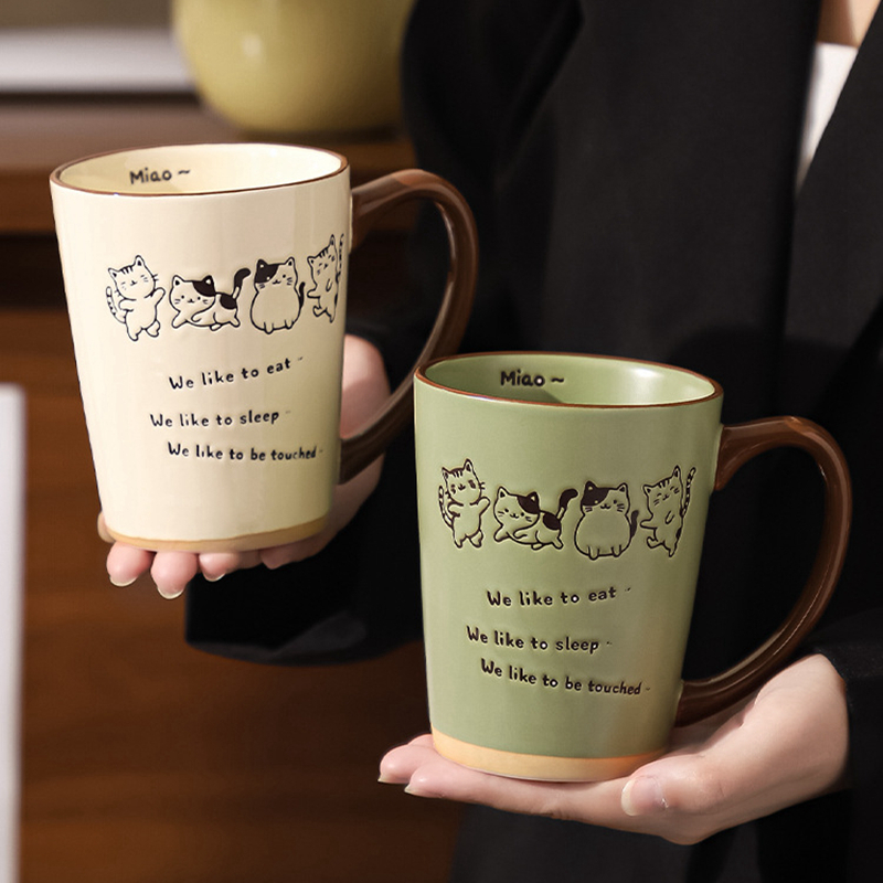 Cute Cat Hand-Painted Ceramic  - Coffee Tea Japan ulasan dan harga