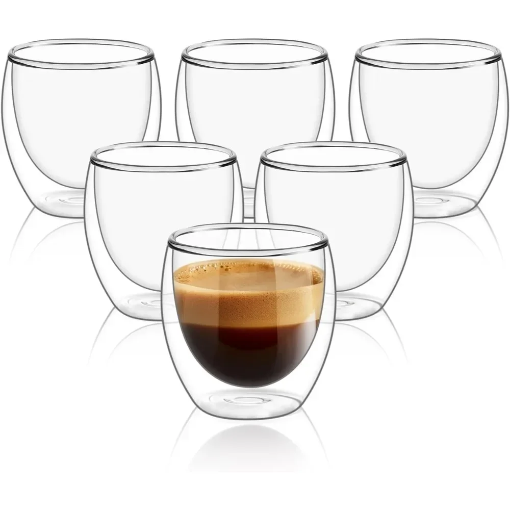 6 pcs Clear Double Wall Glass  - Coffee Tea Sugar Set ulasan dan harga
