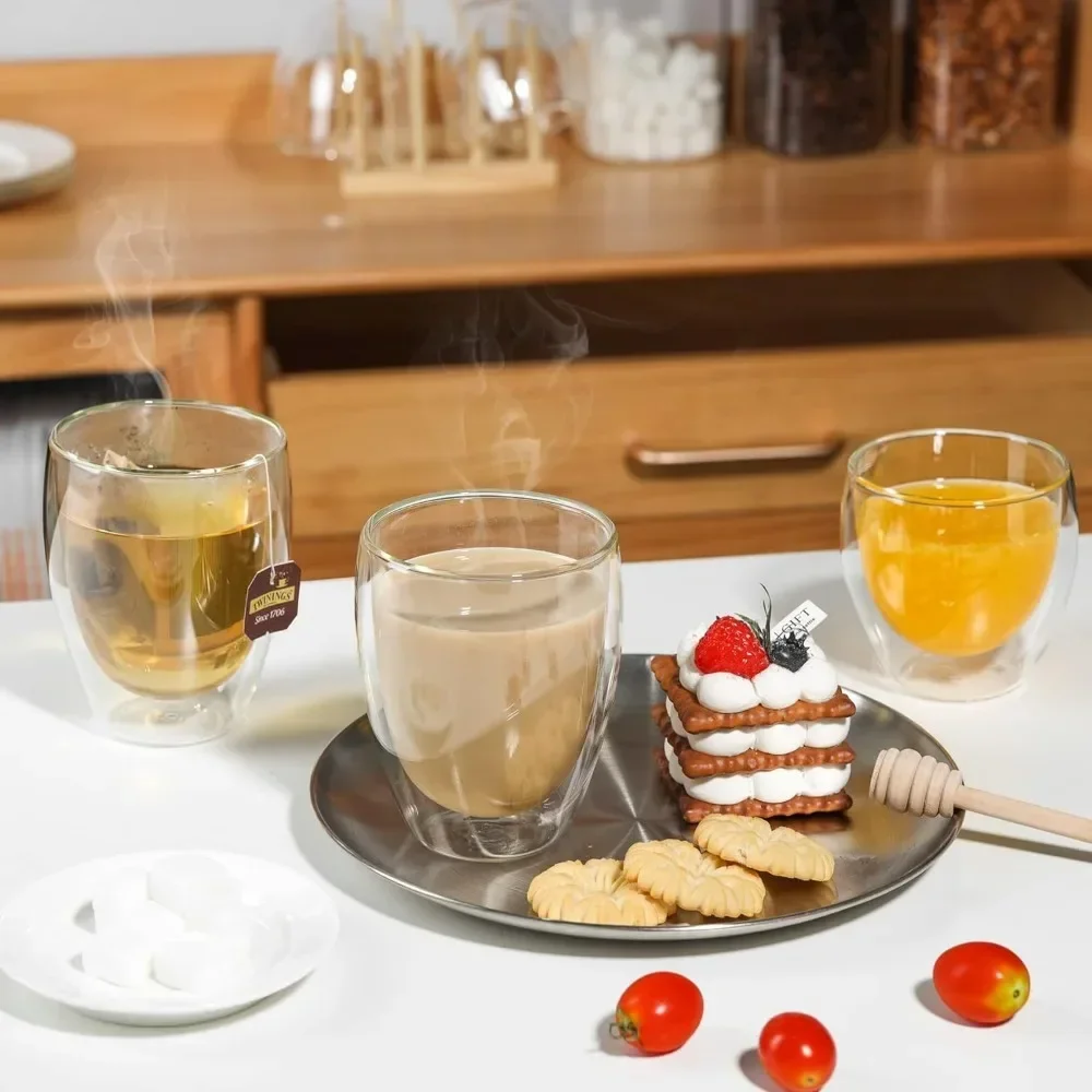 6 pcs Clear Double Wall Glass  - Coffee Tea Sugar Set ulasan dan harga
