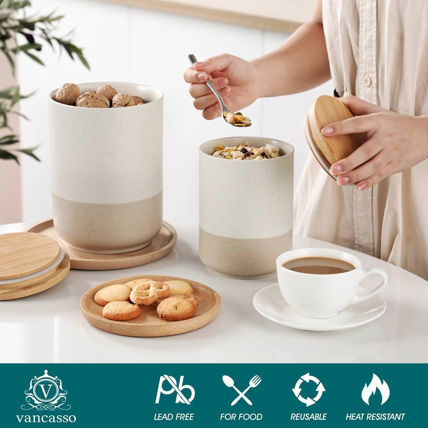 Sabine Ceramic Canister Set wi - Coffee Tea Sugar Set ulasan dan harga