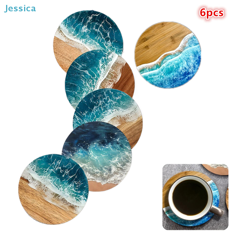♥Ocean Wave & Wood Grain Coast - Coffee Tea Sugar Set ulasan dan harga