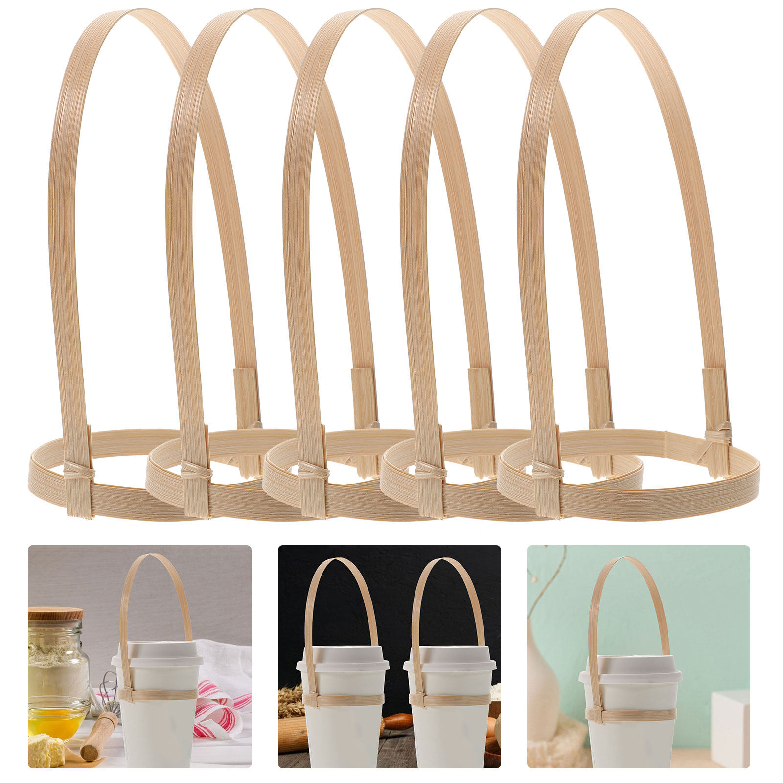 10Pcs Bamboo Drink Cup Carrier - Coffee Tea Drinks ulasan dan harga