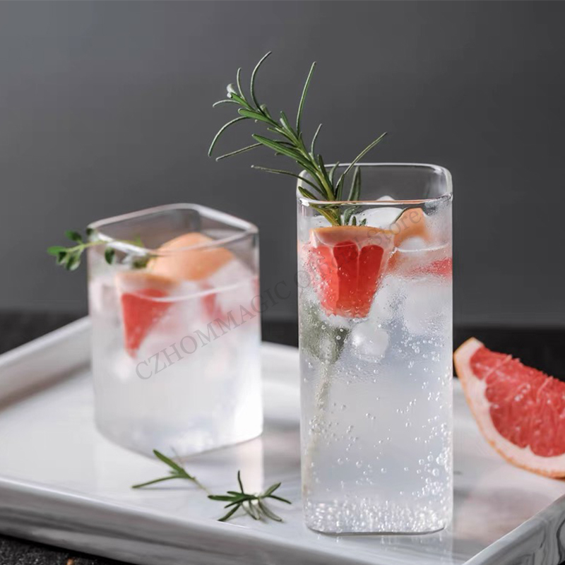6/4/2/1Pcs Square Glass Cup Co - Coffee Tea Drinks ulasan dan harga
