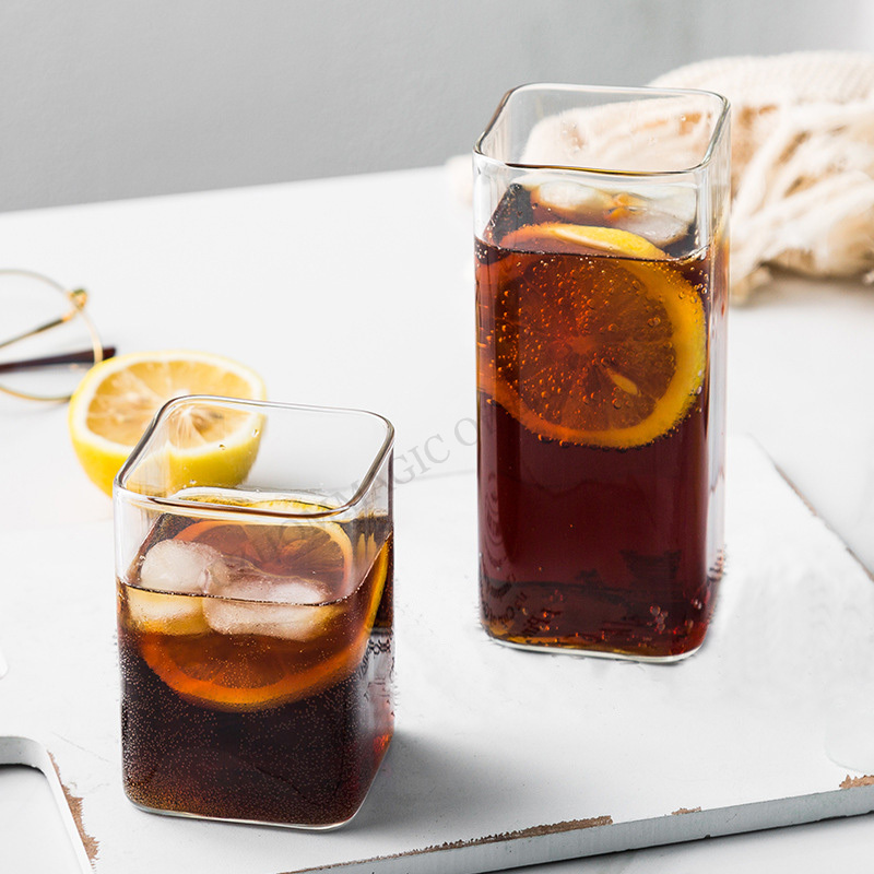 6/4/2/1Pcs Square Glass Cup Co - Coffee Tea Drinks ulasan dan harga