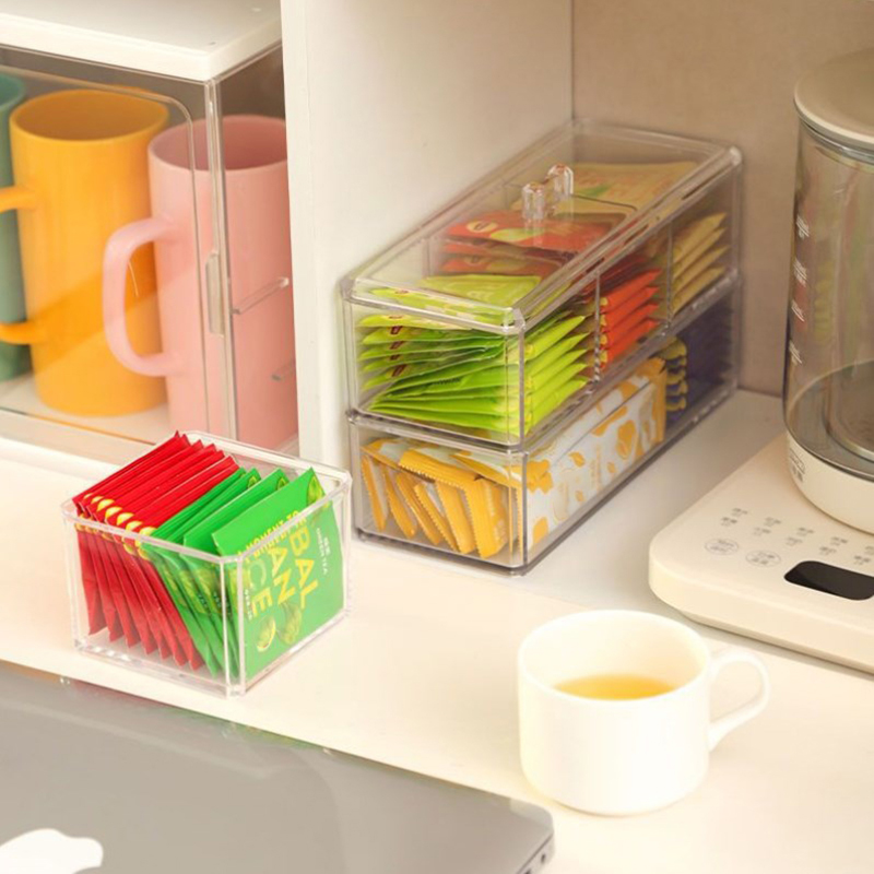 [E] Tea Bag Storage Box Drawer - Coffee Tea Drawer Organizer ulasan dan harga