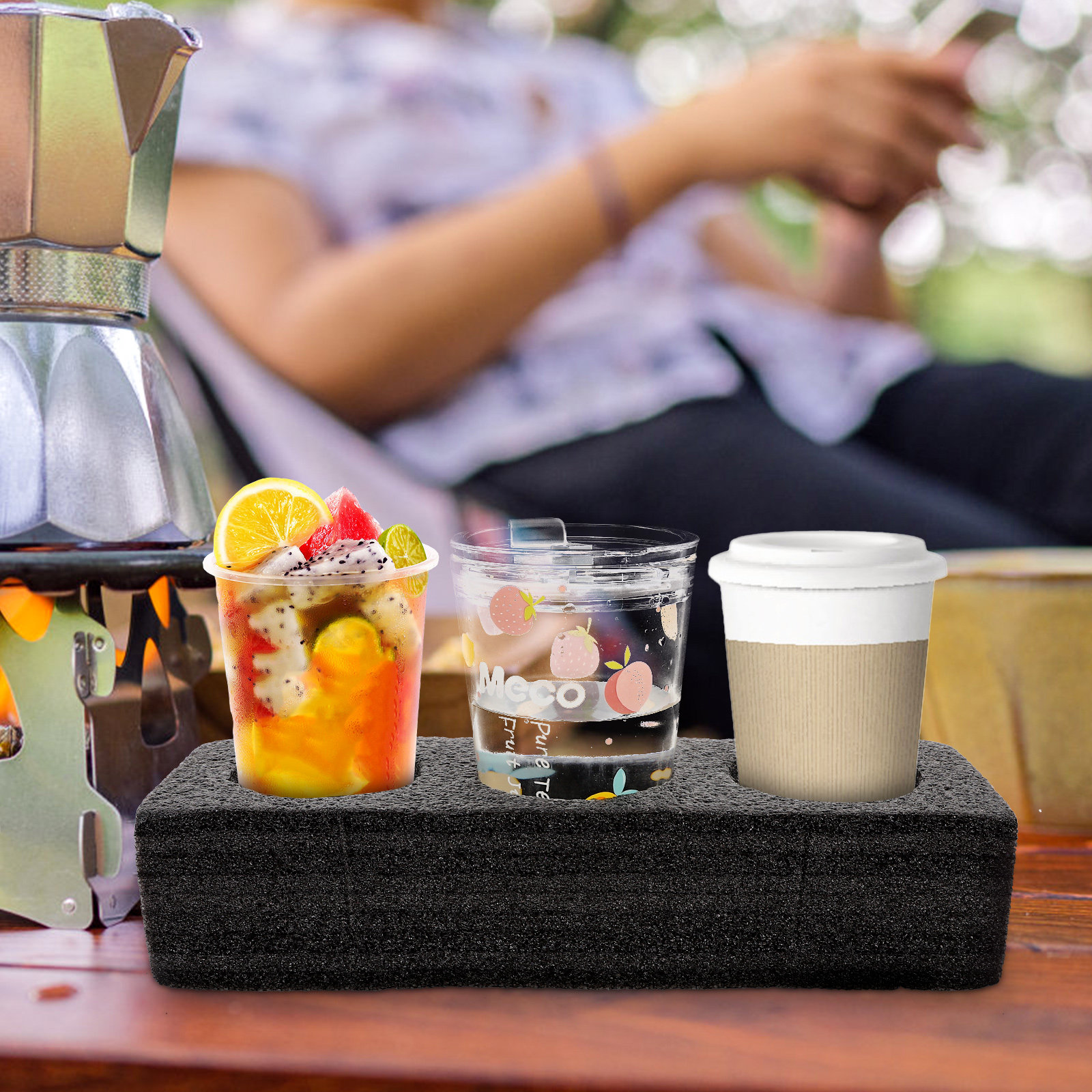 3-Hole Portable Milk Tea Cup H - Coffee Tea Drinks ulasan dan harga