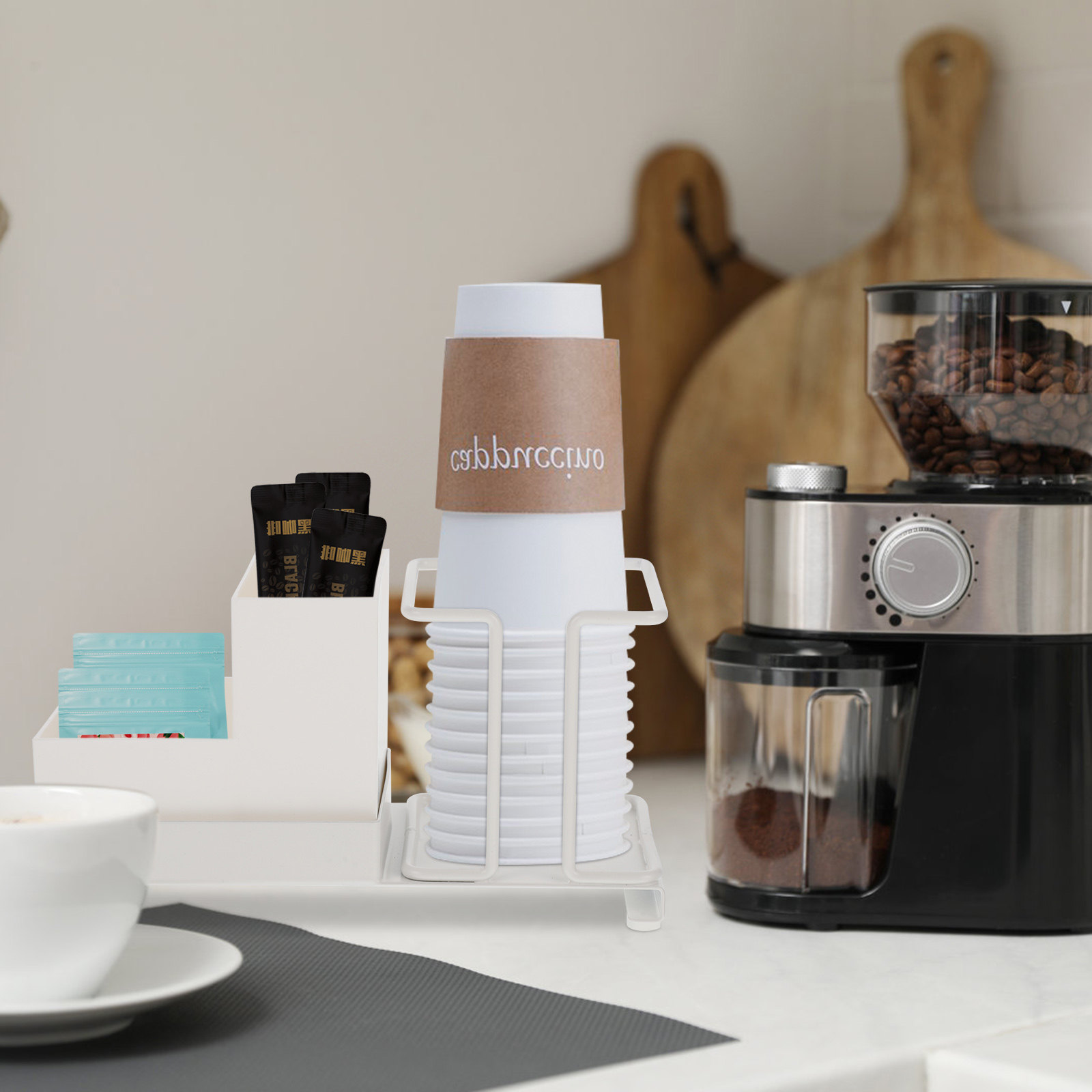Coffee Bar Organizer Disposabl - Coffee Tea Paper Cups ulasan dan harga