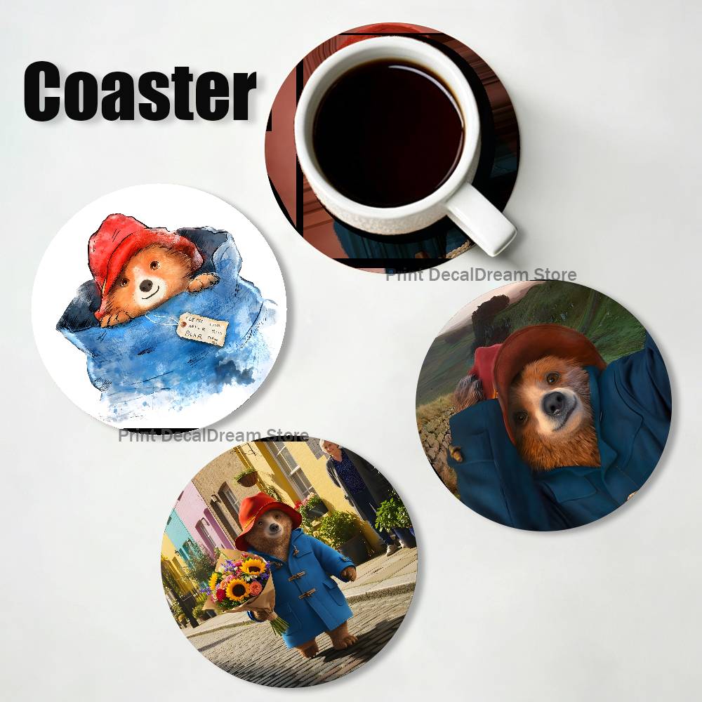 P-Paddington Bear Wood Coaster - Coffee Tea Sugar Set ulasan dan harga