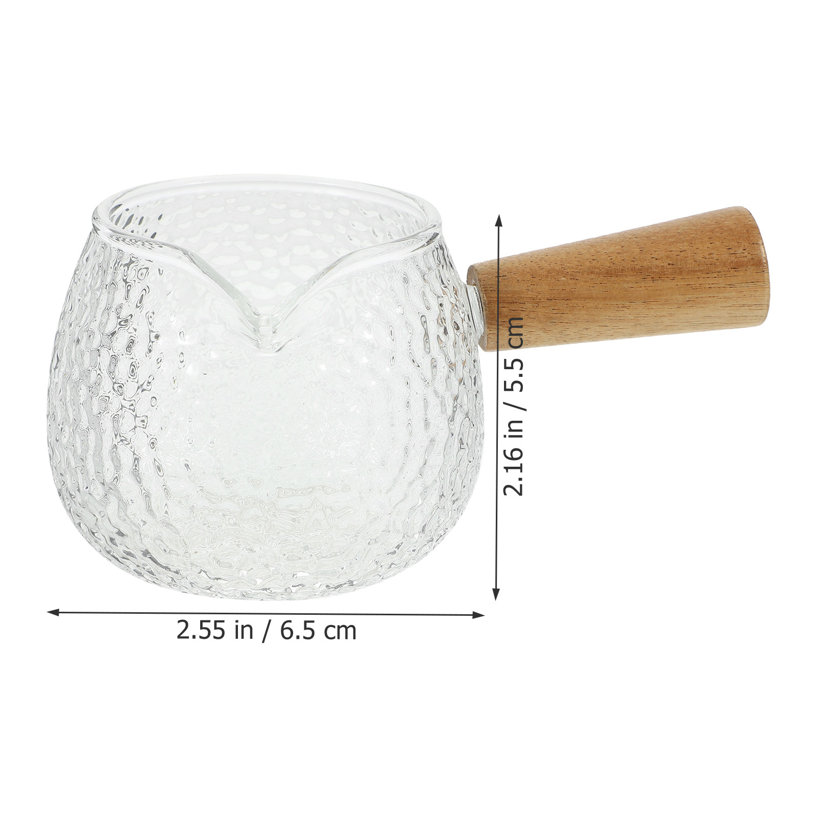 1pc Wooden Handle Glass Milk P - Coffee Tea Creamer ulasan dan harga