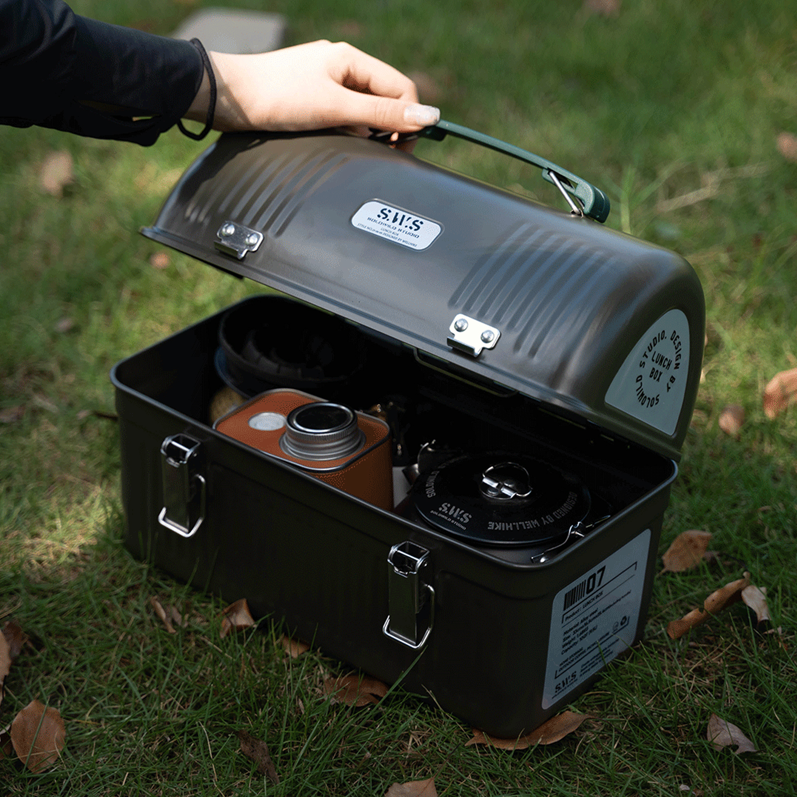 9.5L Vintage Metal Lunch Box w - Coffee Tea Drawer Organizer ulasan dan harga